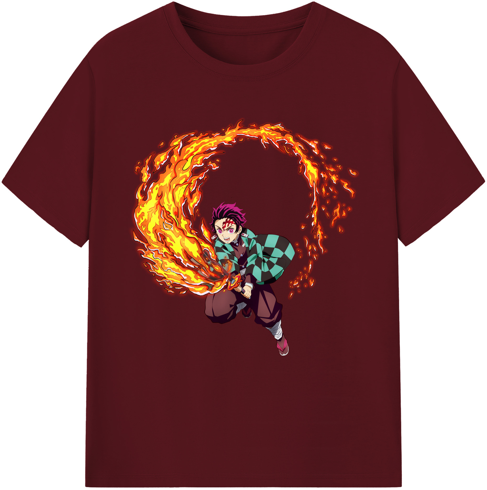（画像用） 鬼滅の刃 竈門 炭治郎／かまど たんじろう Kamado Tanjirou 綿100％半袖Tシャツ（フロントプリント）